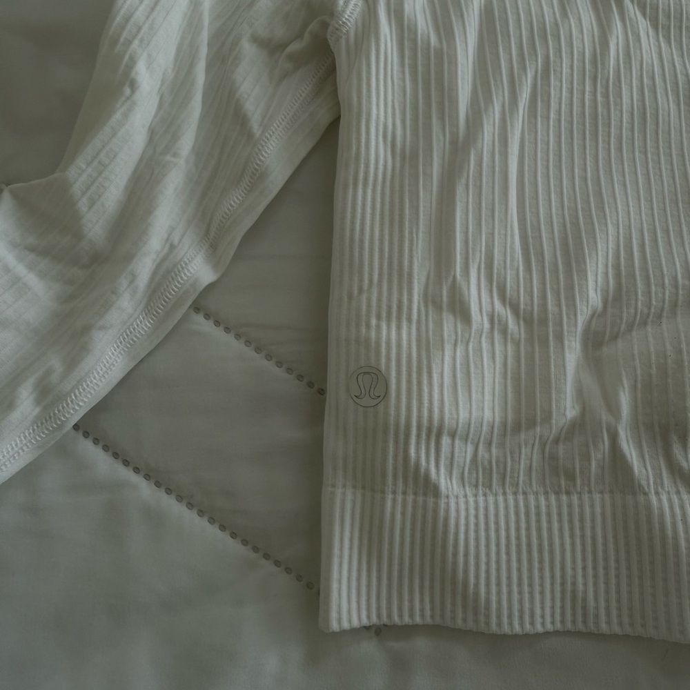 lululemon athletica White Ribbed Long Sleeve Top
